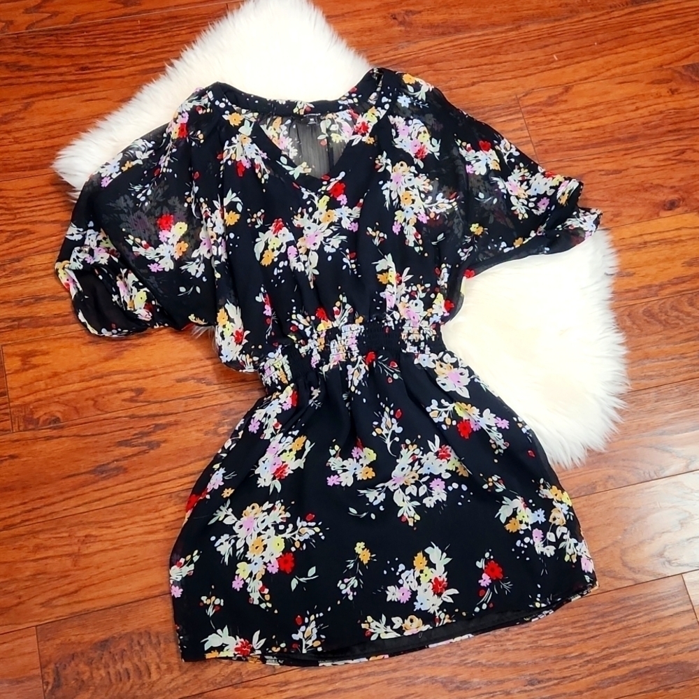 Express Black Mini Floral Dress